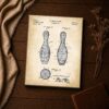 Bowling pin patent drawing canvas print - vintage bowling inspirational wall art
