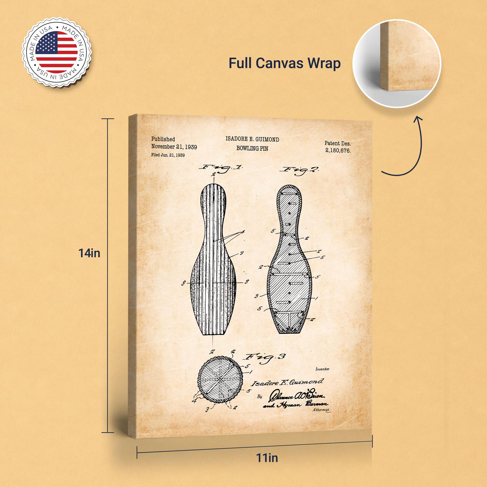Bowling pin canvas print - gallery wrapped canvas edge detail