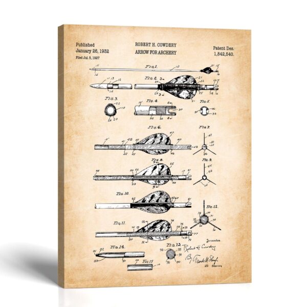 Archery arrow patent canvas print - vintage sports wall art by Crossroads Home Decor