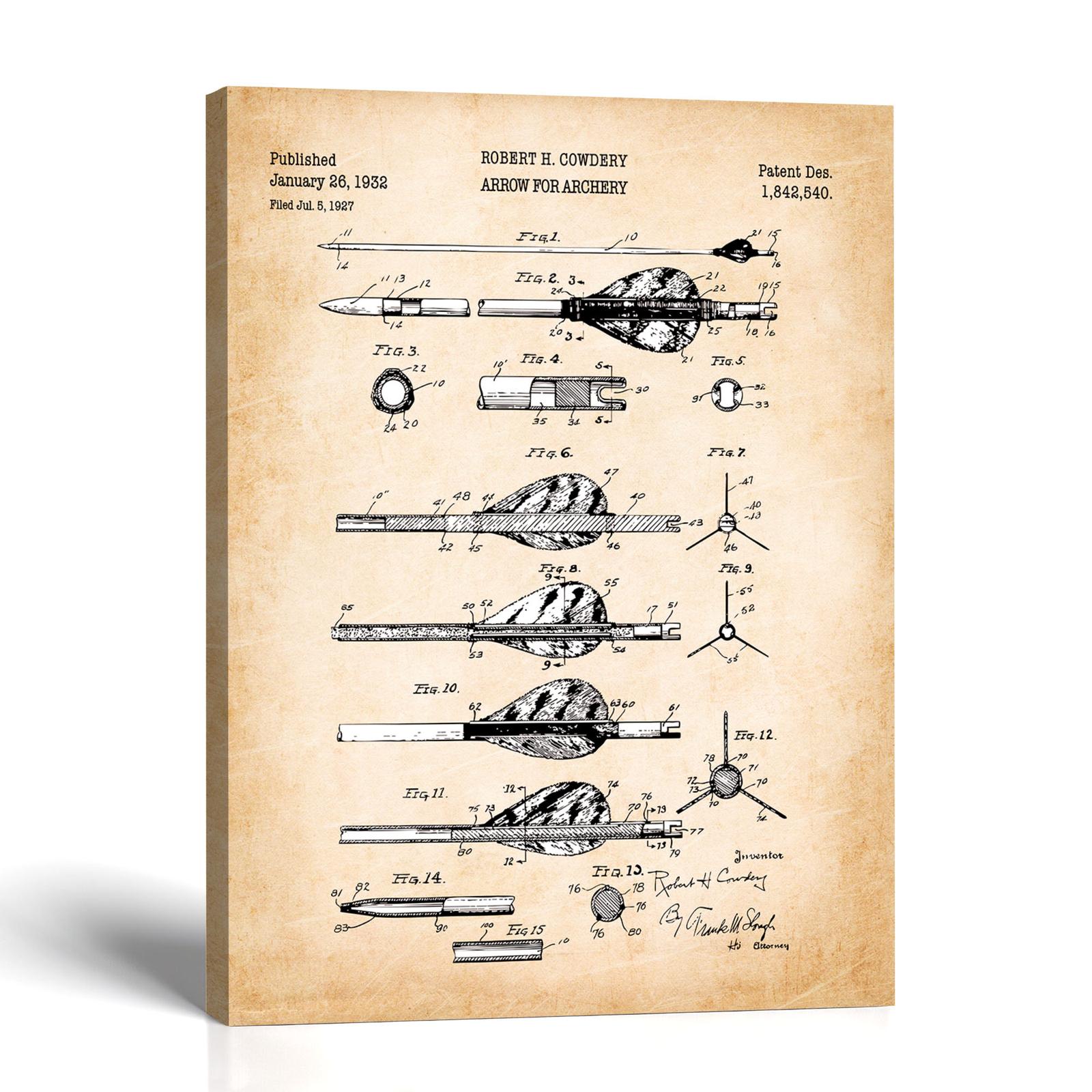 Archery arrow patent canvas print - vintage sports wall art by Crossroads Home Decor