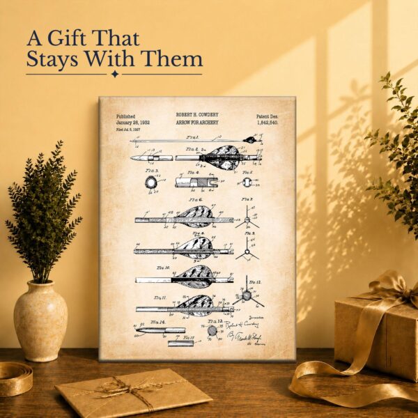 Archery arrow patent canvas print gift for an archer or bowhunter