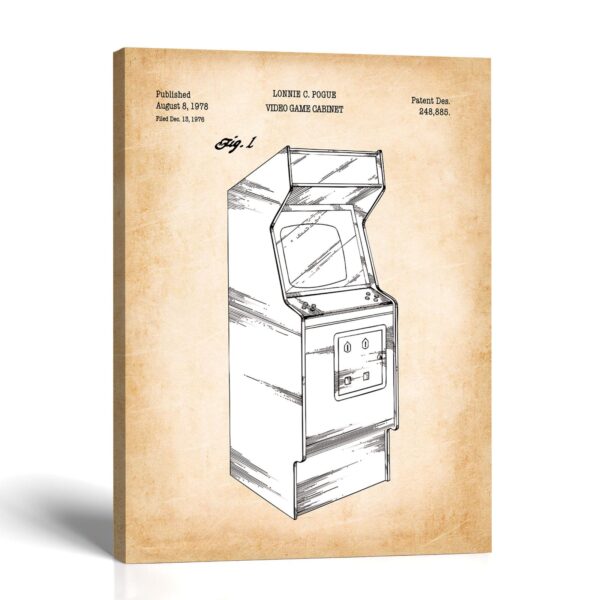 Arcade cabinet canvas print - 1978 patent drawing by Crossroads Home Decor
