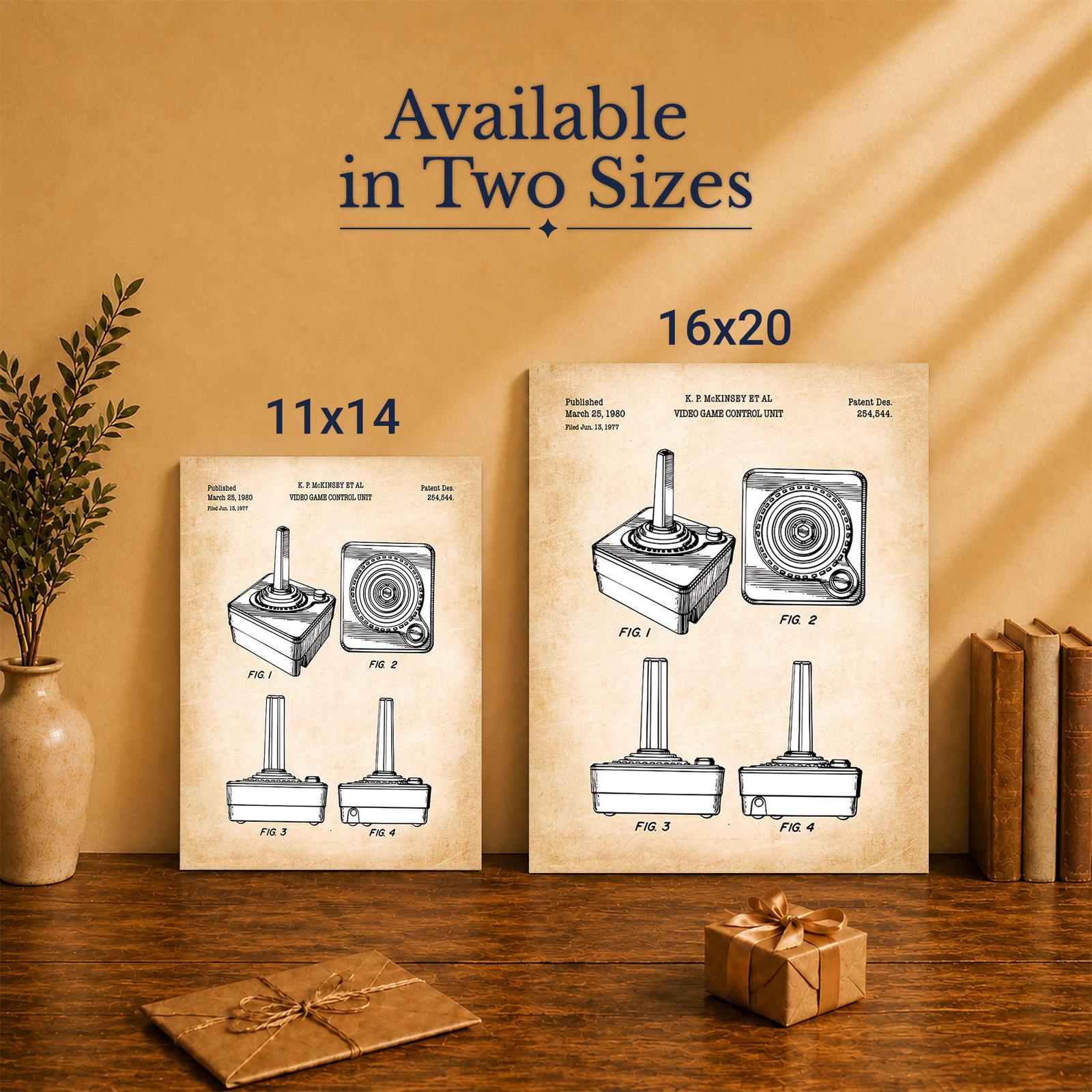 Joystick patent canvas print - Made in USA family-owned game room wall art
