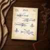 Attack helicopter patent drawing canvas print closeup, aviation wall art