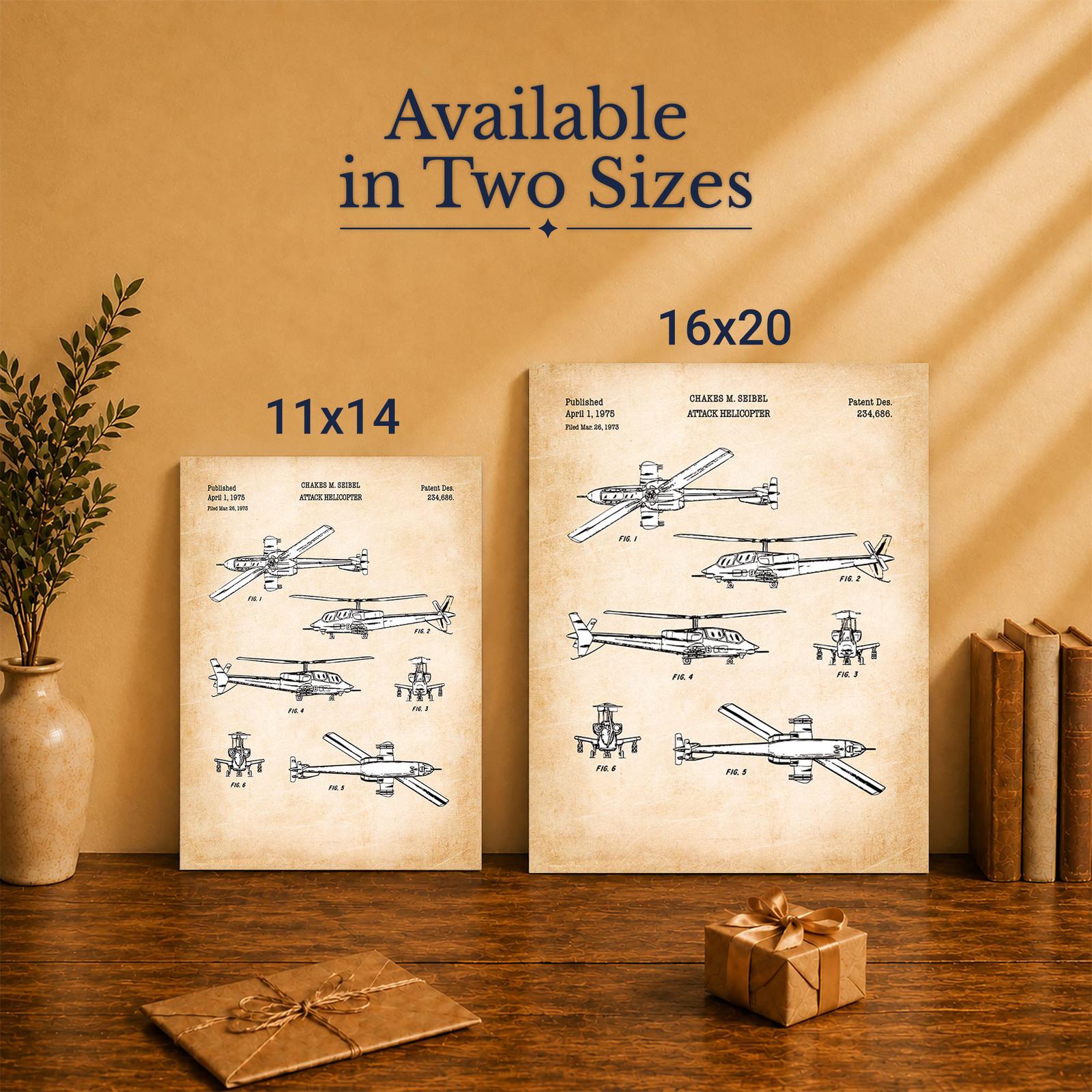 Attack helicopter canvas print, Made in USA family-owned wall art