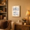Accounting book patent canvas wall art displayed in a home office