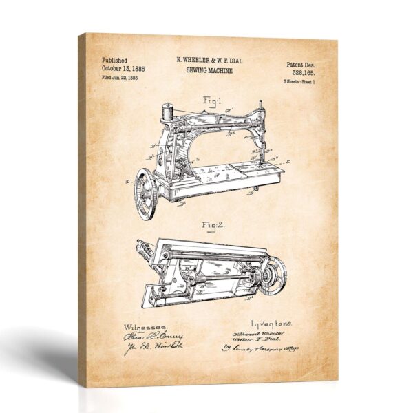 1885 sewing machine patent canvas print - Victorian machine head by Crossroads Home Decor