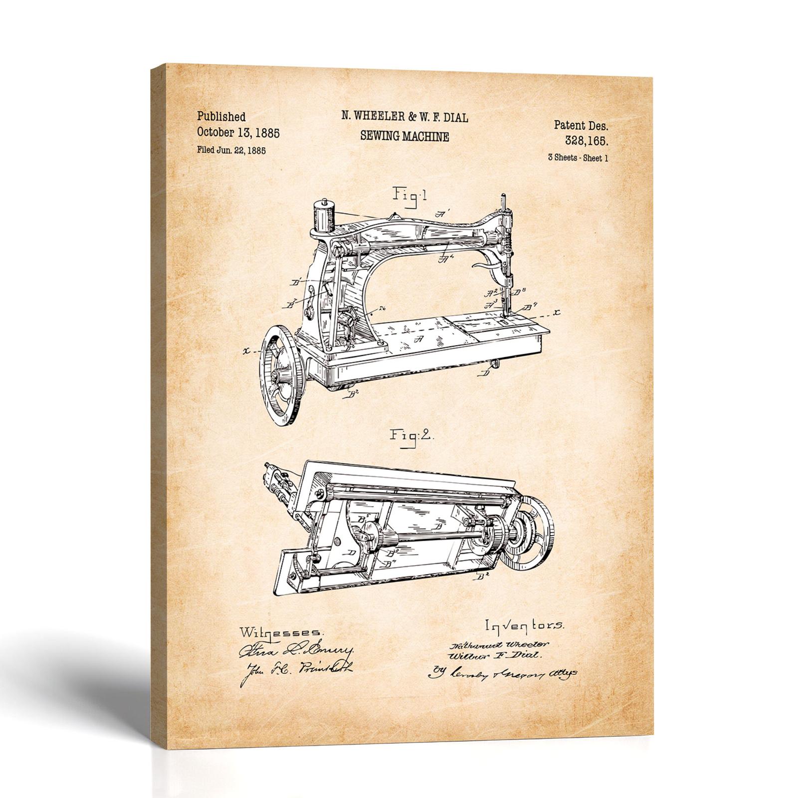 1885 sewing machine patent canvas print - Victorian machine head by Crossroads Home Decor