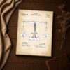 Scales of justice patent drawing canvas print closeup, legal wall art