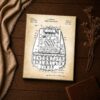 Shorthand machine patent drawing close-up - court reporter wall art detail