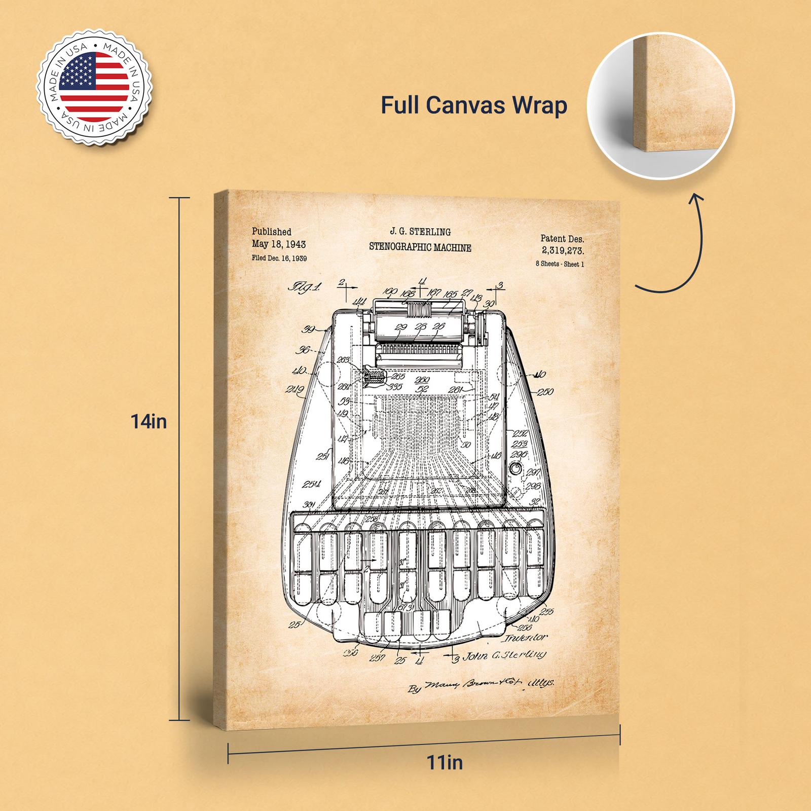 Court reporter patent canvas print - gallery wrapped canvas edge detail