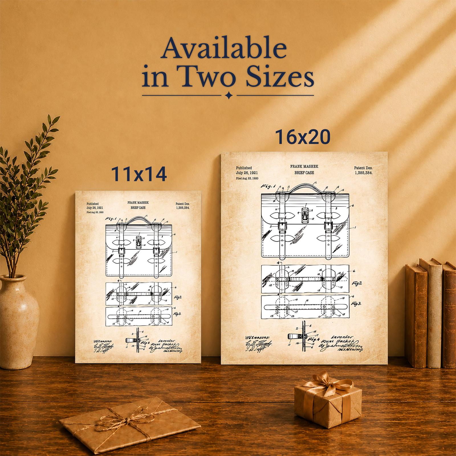 Briefcase canvas print - Made in USA family-owned patent wall art