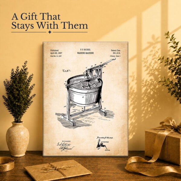 Vintage washing machine gift - canvas print for antique-tool collectors