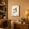 C2674C-3-11x14-1 Vintage washing machine canvas wall art displayed in a farmhouse laundry room