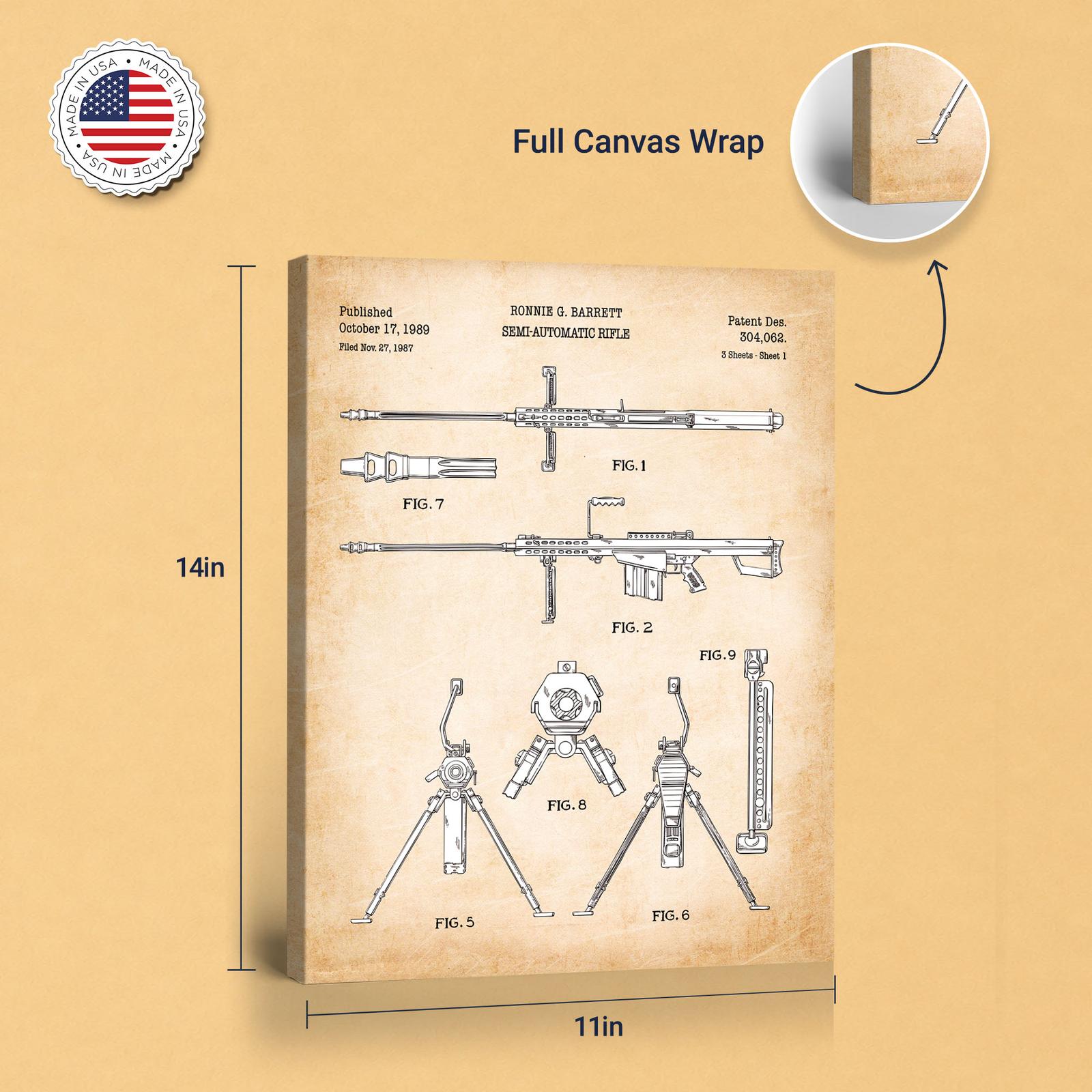 50 cal rifle patent print - gallery wrapped canvas edge detail