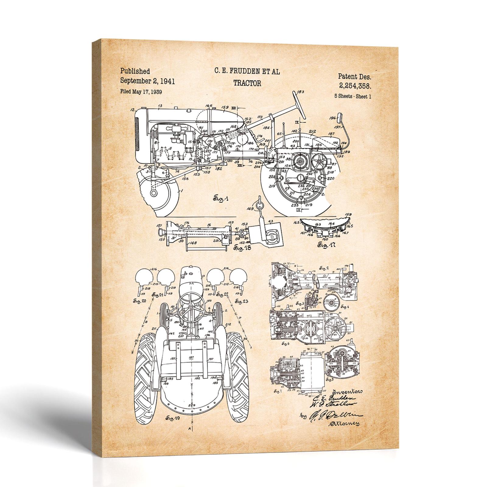 C2679C-1-11x14-1 1941 tractor patent canvas print - vintage farm machinery wall art by Crossroads Home Decor