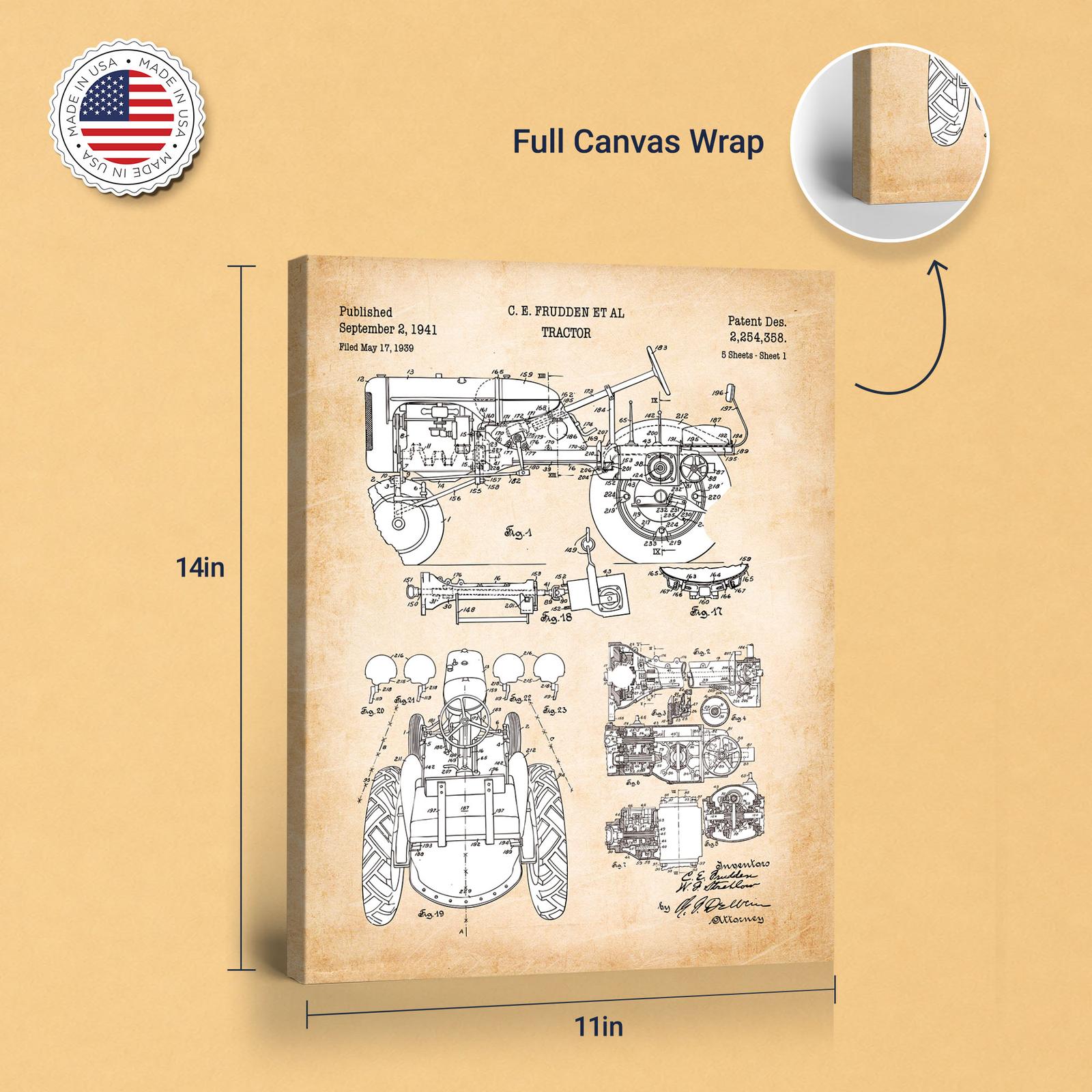 C2679C-8-11X14 Tractor patent canvas print - gallery wrapped canvas edge detail