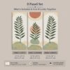 Fern Trio canvas print - sage green fern botanical wall art