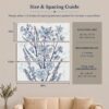 Blue Watercolor Floral Panels canvas wall art displayed above a bedroom dresser