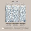 Vintage Blue Botanical Panels canvas print - engraved vintage botanical inspirational wall art