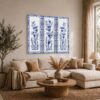 Blue and White Delft Floral Panels gift - canvas print for the chinoiserie or blue and white decor lover