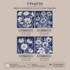 Navy Blue Botanical Quartet canvas print - linocut-style navy botanical inspirational wall art
