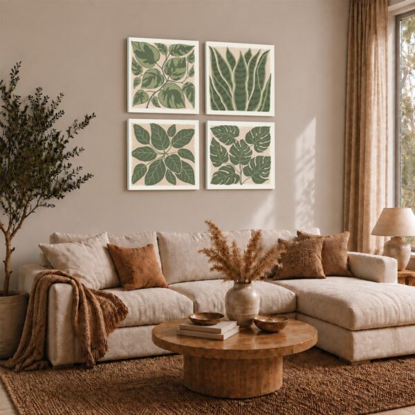 Sage Green Houseplant Leaves gift - canvas print for the houseplant lover